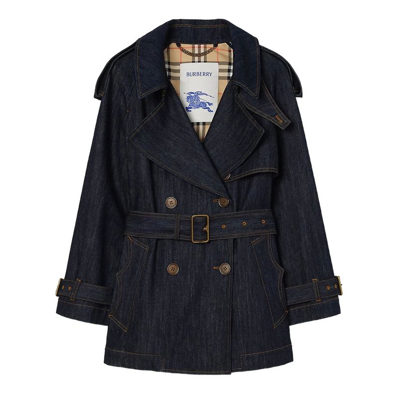 Burberry Women Short Denim Fitzrovia Trench Coat